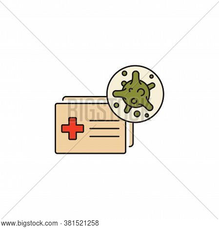 Virus, Bacteria And Medical Form, Document, Certificate Color Line, Linear Icon, Symbol, Sign. Coron