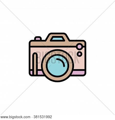 Camera Photography Color Icon Thin Line, Linear, Outline. Pocket Digital Camera Simple Sign, Fotocam