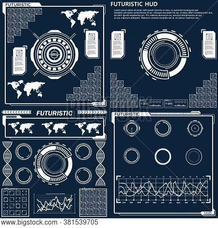 Set Of Black And White Infographic Elements. Head-up Display Elements For The Web And App. Futuristi