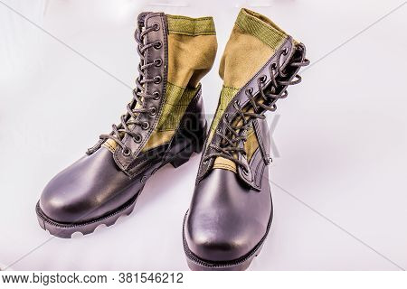 Green Jungle Boots Used During Vietnam War Era