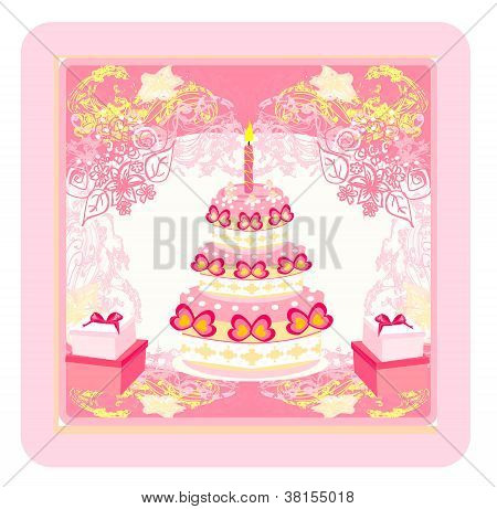 illustration de la carte de cupcakes rétro mignon - Happy Birthday Card