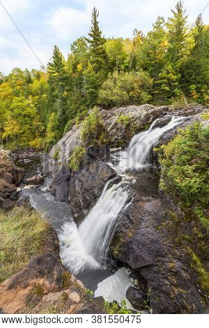 Gabbro Falls, A Beautiful Tiered Waterfall On The Black River In Upper Peninsula Michigan, Cascades 