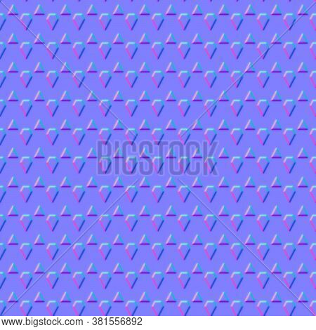 Normal Map Of Triangles, Seamless Pattern, Tiling Texture For Use In 3d Programs, 3d Render