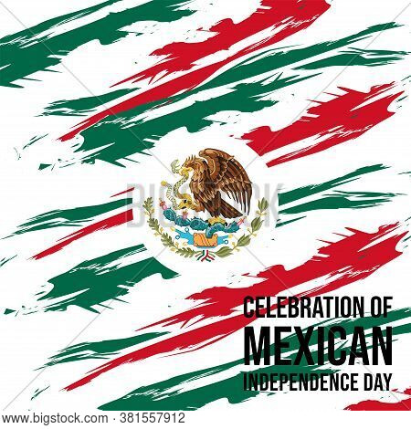 Grunge Texture Background Design Of Mexican Color Flag. Good Template For Mexican Independence Day D
