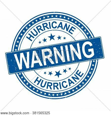 Blue Hurricane Round Red Stamp Text On White Background