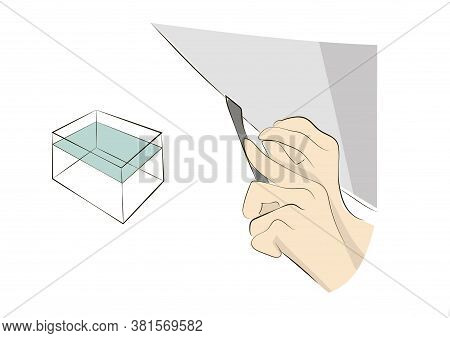 Stretch Ceiling Construction Illustration. Fixation Systems For Stretch Ceiling. Renovation Concept.