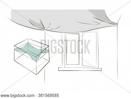 Stretch Ceiling Construction Illustration. Fixation Systems For Stretch Ceiling. Renovation Concept.