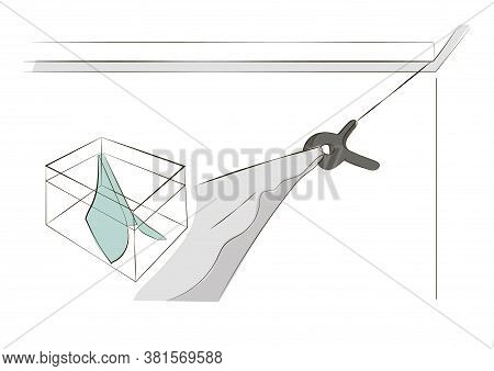 Stretch Ceiling Construction Illustration. Fixation Systems For Stretch Ceiling. Renovation Concept.