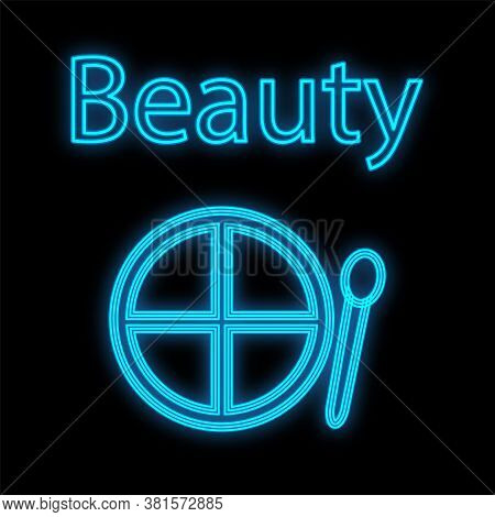 Blue Palette For Eye Makeup And Eyelids. Neon Shadows For Face Decoration. Color Cute Makeup Palette