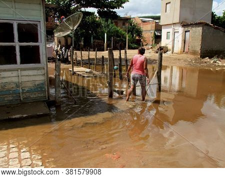 Medeiros Neto, Bahia / Brazil - March 11, 2010: Area Flooded Due To Rains In The City Of Medeiros Ne
