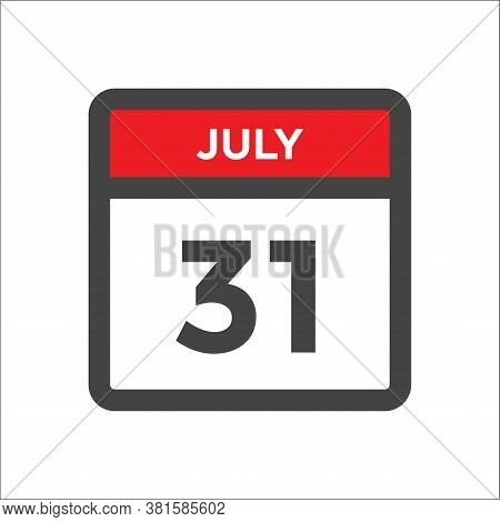 July 31 Calendar Icon With The Day Of Month