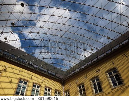 Modern Glass Roof Of Agora In Neumunster Abbey In Grund, Luxembourg - August 15, 2020