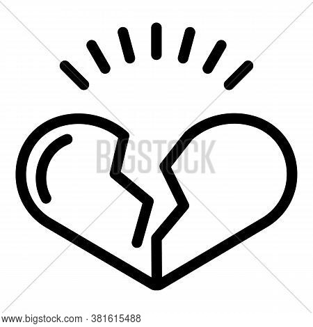 Heartbroken Icon. Outline Heartbroken Vector Icon For Web Design Isolated On White Background