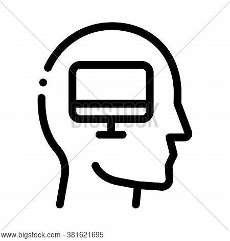 Human Think About Computer Icon Vector. Human Think About Computer Sign. Isolated Contour Symbol Ill