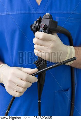 The Doctor Endoscope In The Hands Of