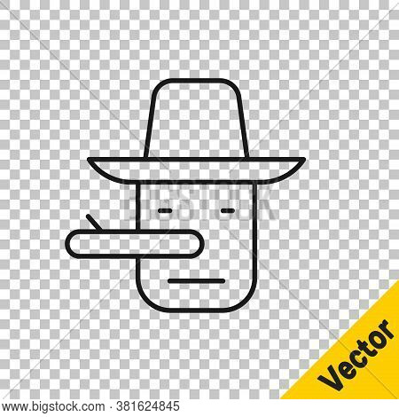 Black Line Pinocchio Icon Isolated On Transparent Background. Vector
