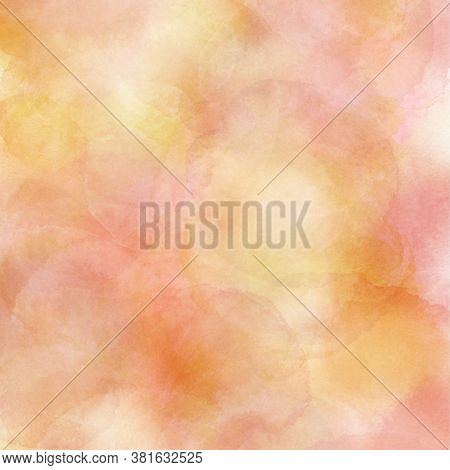Yellow-orange Background With Wet Effect.drawn Illustration With Warm Autumn Shades, For Fabric.