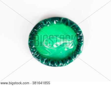 Two Quality Latex Condoms In Green Color, The Condom Is Not In The Package, Made Of Natural Latex Fo