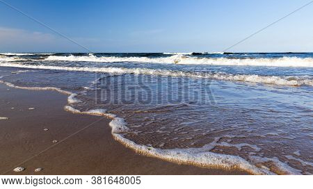 Daytime On The Baltic Sea Coast, Cold Water In The Month Of August, Beautiful Nature