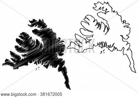 Westfjords Region (iceland Island, Regions Of Iceland) Map Vector Illustration, Scribble Sketch West