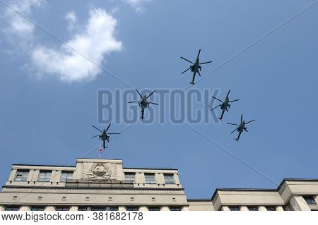 Moscow, Russia - June 20, 2020:a Group Of Mi-28n 