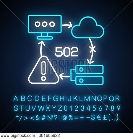 Bad Gateway Notification Neon Light Icon. Outer Glowing Effect. Access Failure. Http Status Code, 50
