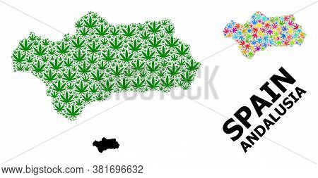 Vector Hemp Mosaic And Solid Map Of Andalusia Province. Map Of Andalusia Province Vector Mosaic For 