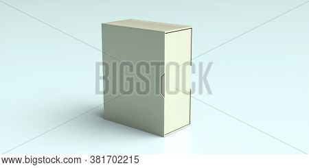 Package Box With Sliding Cover, Blank Advertise Template For Products Packing. 3D Illustration