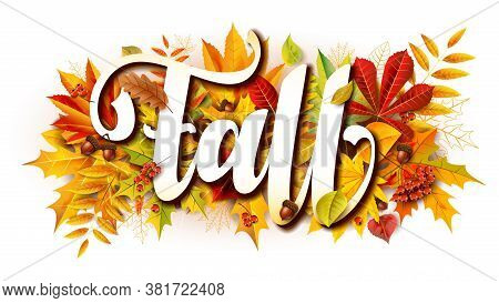 Autumn Blurred Background With Falling Leaves. For Your Design.