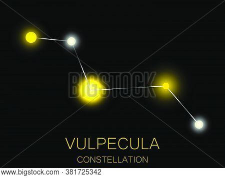 Vulpecula Constellation. Bright Yellow Stars In The Night Sky. A Cluster Of Stars In Deep Space, The