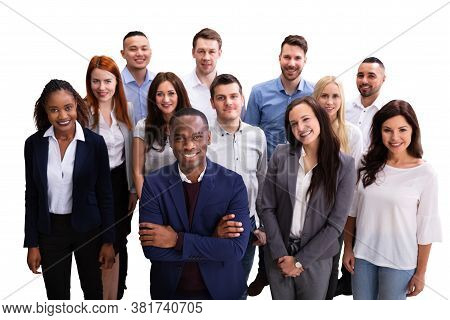 Diverse Group Of Casual Business Persons On White Background