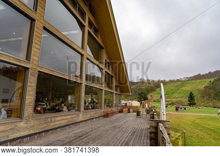 Naeba, Yuzawa, Niigata Prefecture, Japan - Oct 21 2019 : Restaurant Alm In Tashiro Ski Resort. Near 