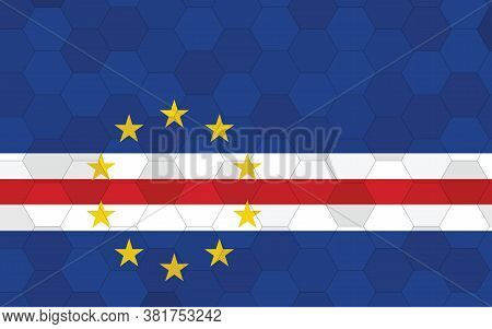 Cape Verde Flag Illustration. Futuristic Cape Verdean Flag Graphic With Abstract Hexagon Background 