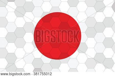 Japan Flag Illustration. Futuristic Japanese Flag Graphic With Abstract Hexagon Background Vector. J