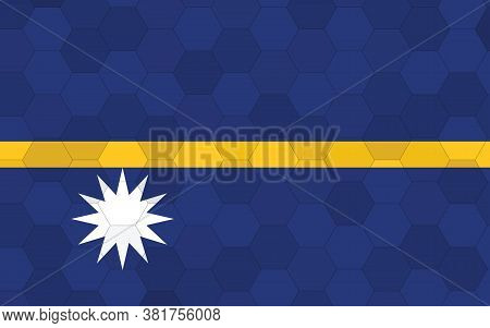 Nauru Flag Illustration. Futuristic Nauruan Flag Graphic With Abstract Hexagon Background Vector. Na