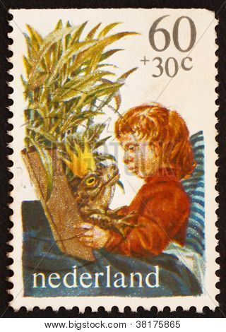 Posta pulu Hollanda 1980 çocuk okuma Kral kurbağaların
