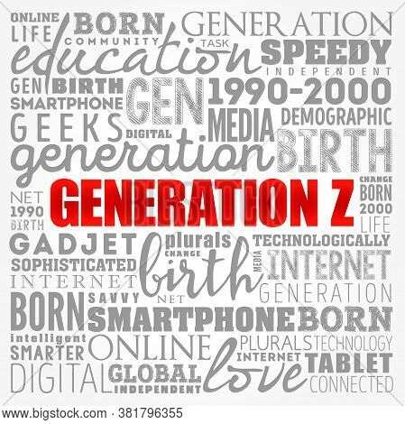 Generation Z Word Cloud Collage, Concept Background
