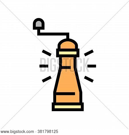 Pepper Mill Color Icon Vector. Pepper Mill Sign. Isolated Symbol Illustration
