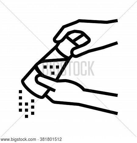 Red Pepper Flavoring Dish Line Icon Vector. Red Pepper Flavoring Dish Sign. Isolated Contour Symbol 