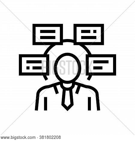Human Comprehends Tasks Line Icon Vector. Human Comprehends Tasks Sign. Isolated Contour Symbol Blac