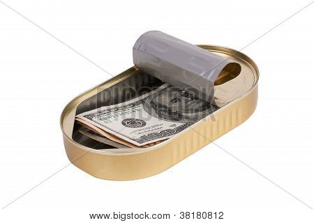 Tin Can With Dollars