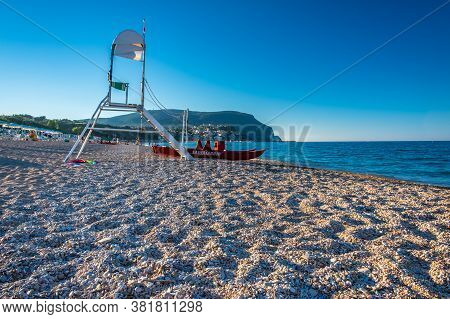 Lifeguard Equipment In The Beach Of Numana, Ancona