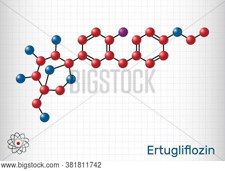 Ertugliflozin Molecule. It Is A Drug For The Treatment Of Diabetes. Sheet Of Paper In A Cage.vector 