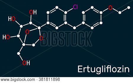 Ertugliflozin Molecule. It Is A Drug For The Treatment Of Diabetes. Skeletal Chemical Formula On The