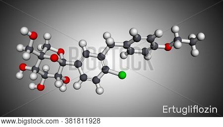 Ertugliflozin Molecule. It Is A Drug For The Treatment Of Diabetes. Molecular Model. 3d Rendering