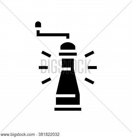 Pepper Mill Glyph Icon Vector. Pepper Mill Sign. Isolated Contour Symbol Black Illustration