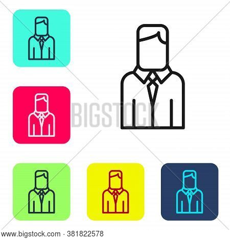 Black Line Worker Icon Isolated On White Background. Business Avatar Symbol User Profile Icon. Male 