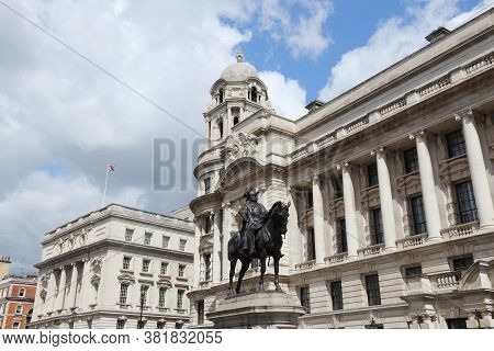 London, Uk - Architecture Along Whitehall Street With Former War Office Building.