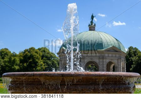 Munich, Germany: Hofgarten Park With Dianatempel And Fountain. Nearby The Munich Residenz And Odeons