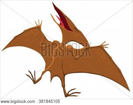 Happy Pterodactyl Cartoon. Vector Stylized Isolated Image.
